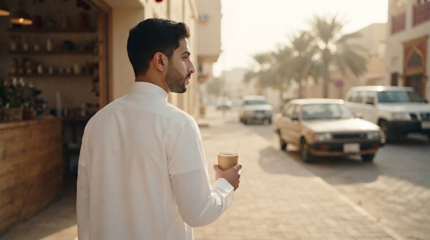 العميل يخرج من المقهى