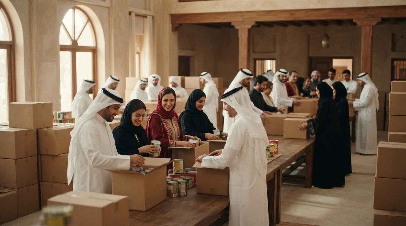 متطوعون يجهزون صناديق الإغاثة
